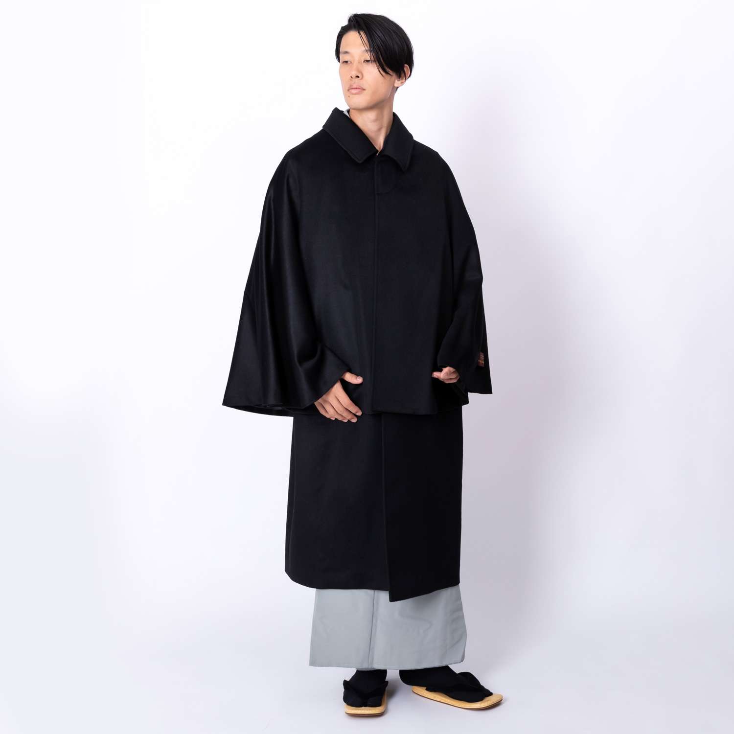 インバネスコート ピュアカシミア 黒 高級 (5108) | 男着物の加藤商店 